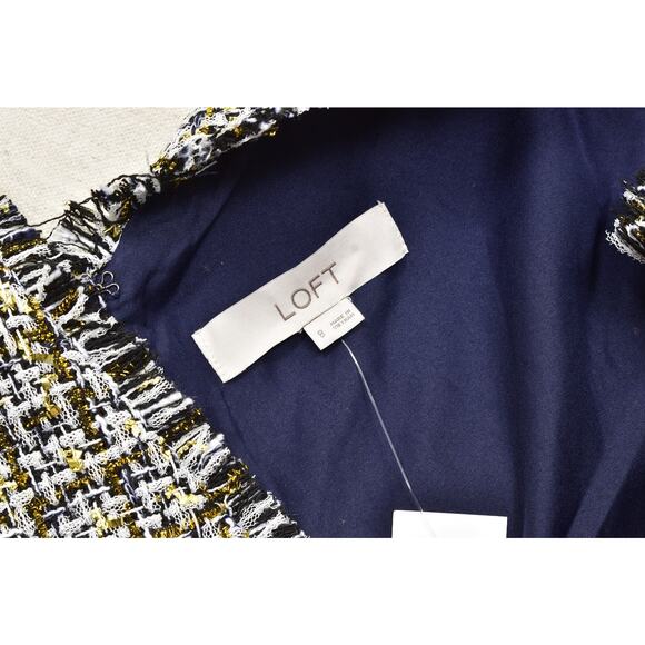 NEW Women Dress Ann Taylor Loft Size 8 Straight Ruffles Sleevless Multicolor - Picture 4 of 8